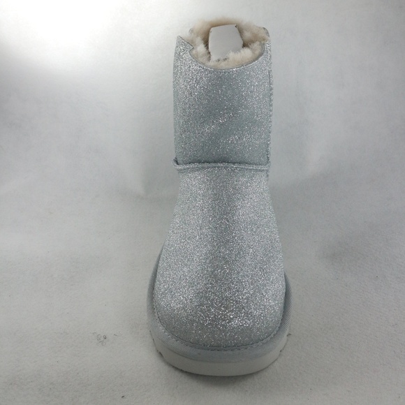 UGG Womens Mini Bailey Bow Silver Sparkle PAIR Boots NEW Sz 6 - Picture 7 of 8